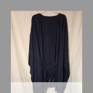 (O) G by Giuliana Woman's Kimono Robe 2X / 3X Navy Blue